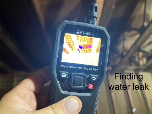 FLIR moisture meter displaying thermal imaging